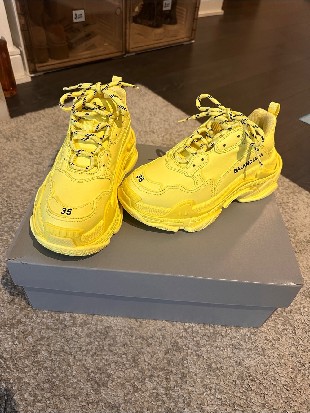 Balenciaga Bright Yellow Triple S Sneakers Size 35